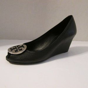 New Tory Burch Women's Block Heel Open Toe Shoes & Logo Size 8.5